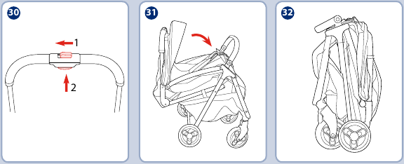 Graco - MYAVO - Uso - Paso 5 - Para plegar el cochecito Uso - Paso 5 - Para plegar el cochecito