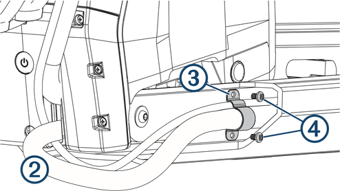 Garmin - FORCE - Enrutamiento de los cables de alimentación y del transductor - Paso 3 Enrutamiento de los cables de alimentación y del transductor - Paso 3