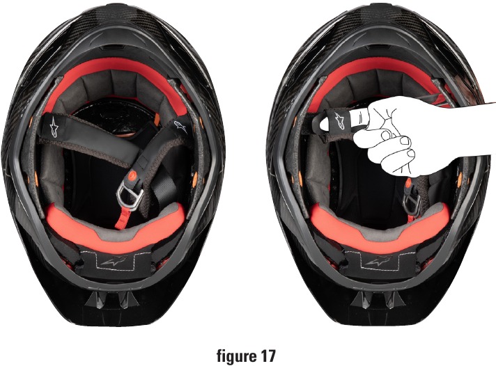 Alpinestars - SUPERTECH R10 - Extracción y sustitución de las fundas de la correa de la barbilla Extracción y sustitución de las fundas de la correa de la barbilla