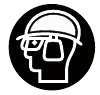 Usar protección para los ojos, los oídos y la cabeza