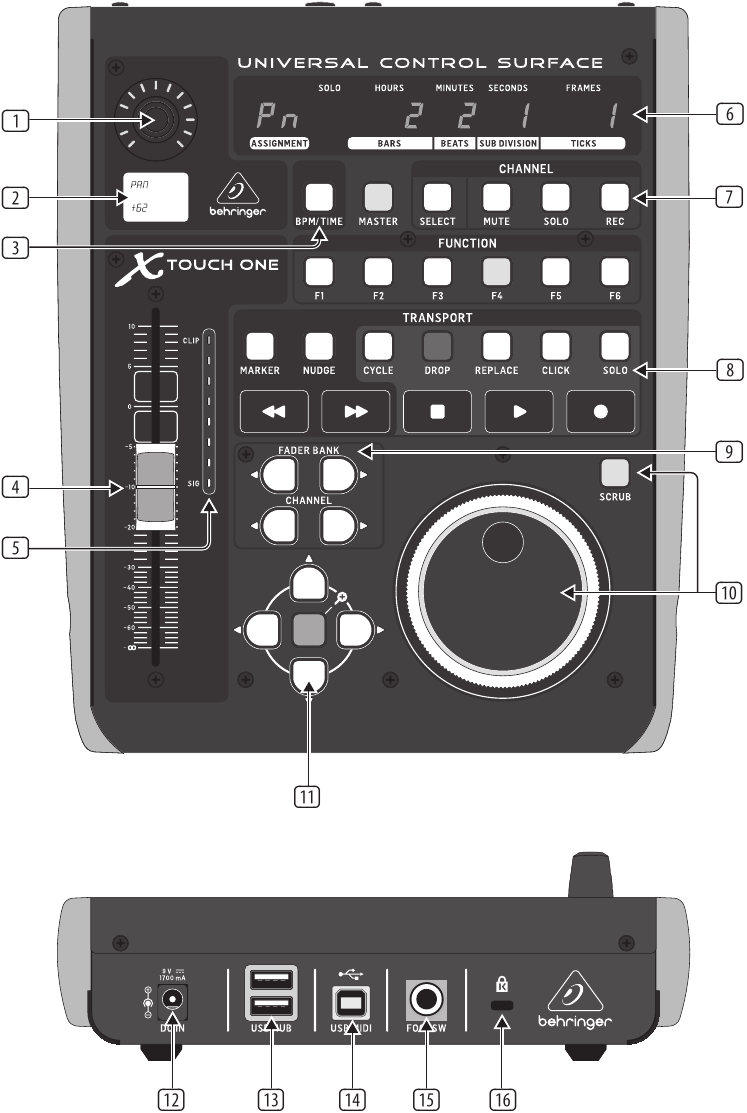 Behringer - X-TOUCH ONE - Controles Controles