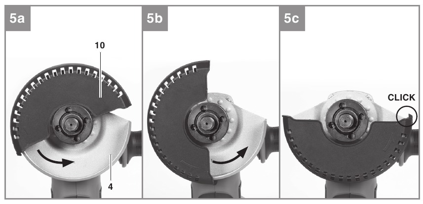 EINHELL - AXXIO 18/125 Q - Colocación/extracción de la protección del disco de corte - Paso 2 Colocación/extracción de la protección del disco de corte - Paso 2