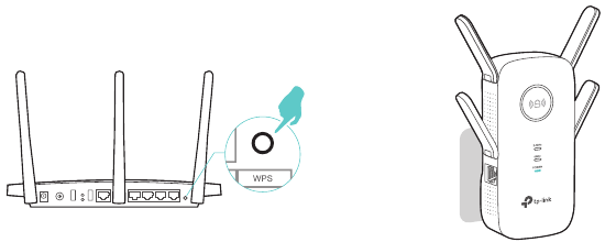 TP-Link - RE650 - Conexión a la red host a través del botón WPS Conexión a la red host a través del botón WPS