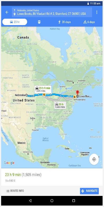 Captura de pantalla de planificación de rutas