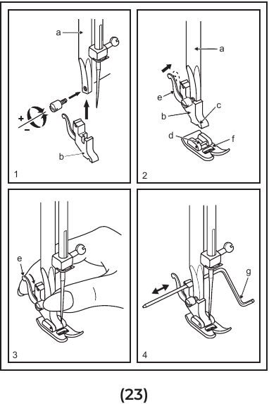 ALFA - UNIQUE - Colocación del vástago del prensatelas Colocación del vástago del prensatelas