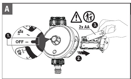 Gardena - Easy - Insertar la pila Insertar la pila