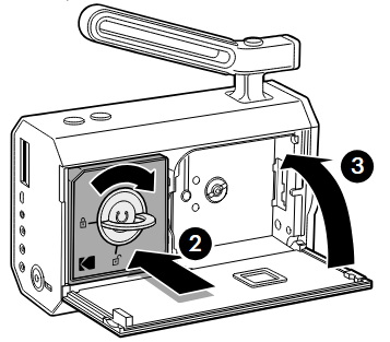 Kodak - Super 8 - Instalar la batería - Paso 2 Instalar la batería - Paso 2