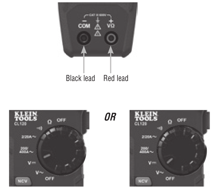 Klein Tools - CL120 - AC/DC VOLTAGE (LESS THAN 600V) AC/DC VOLTAGE (LESS THAN 600V)