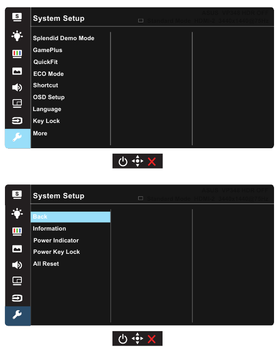 Asus - VP348 Series - Configuración del sistema Configuración del sistema