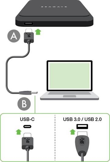 Seagate - BarraCuda - Primeros pasos - Conecte el cable USB Primeros pasos - Conecte el cable USB