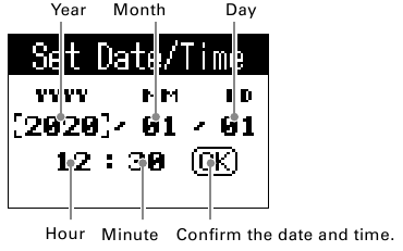 Zoom - PodTrak P4 - Ajuste de la fecha y la hora Ajuste de la fecha y la hora