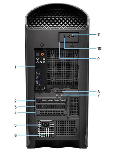 Alienware - Aurora R15 AMD - Descripción general de la parte posterior Descripción general de la parte posterior