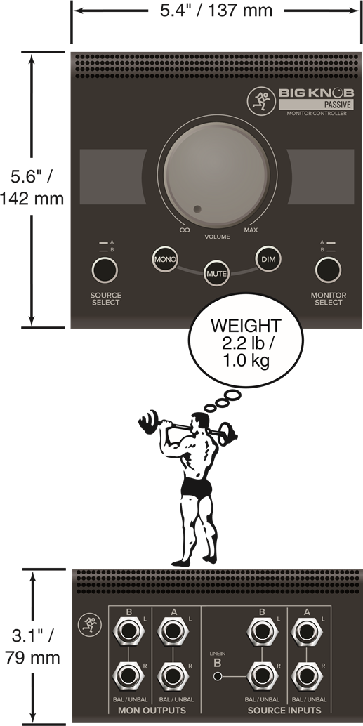 Mackie - Big Knob Passive - Dimensiones del Big Knob Passive Dimensiones del Big Knob Passive