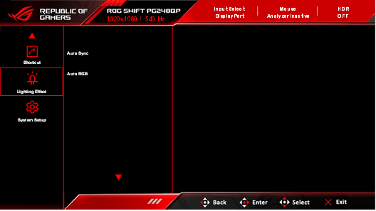 Asus - ROG Swift Pro PG248QP - Lighting Effect (Efecto de iluminación) Lighting Effect (Efecto de iluminación)