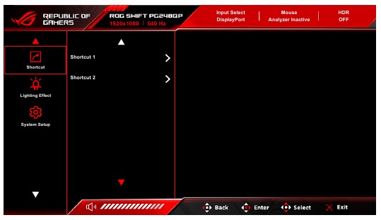 Asus - ROG Swift Pro PG248QP - Atajo Atajo