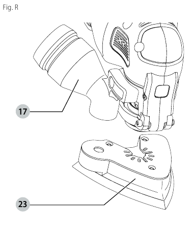 DeWalt - XR DCS355 - Uso del adaptador de extracción de polvo con la placa lijadora Uso del adaptador de extracción de polvo con la placa lijadora