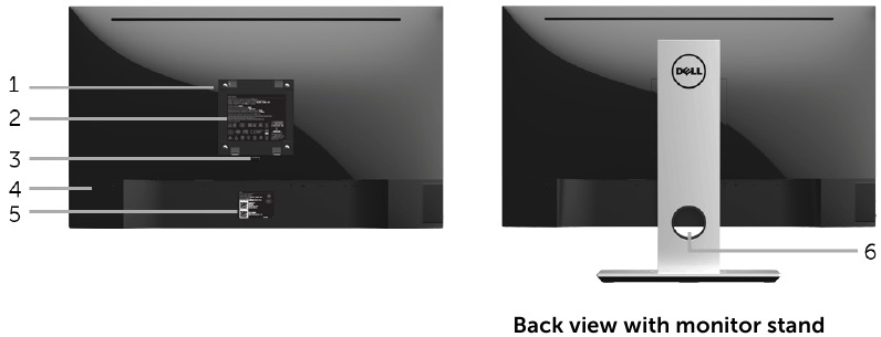 Dell - S2417DG - Identificación de piezas y controles - Vista posterior Identificación de piezas y controles: vista posterior
