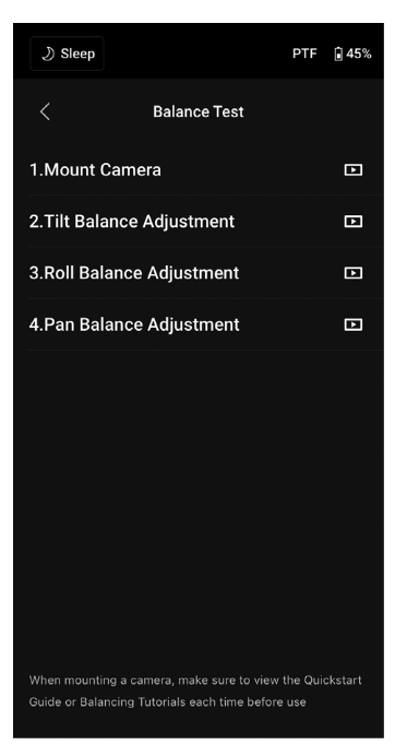 dji - RS 3 - Ajuste de equilibrio Ajuste de equilibrio