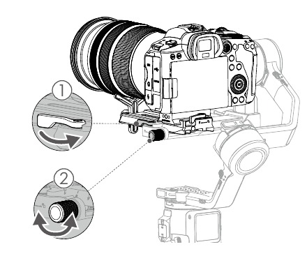 dji - RS 3 - Equilibrar la profundidad para el eje de inclinación Equilibrar la profundidad para el eje de inclinación