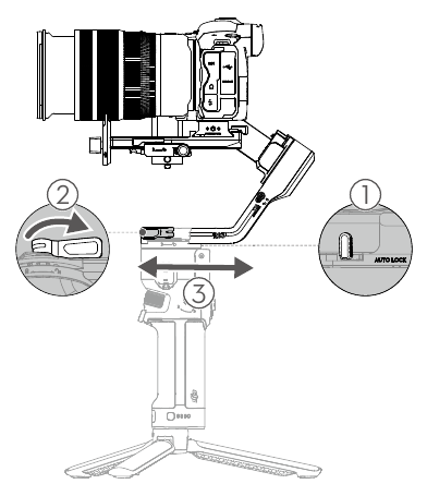 dji - RS 3 - Equilibrar el eje de giro Equilibrar el eje de giro