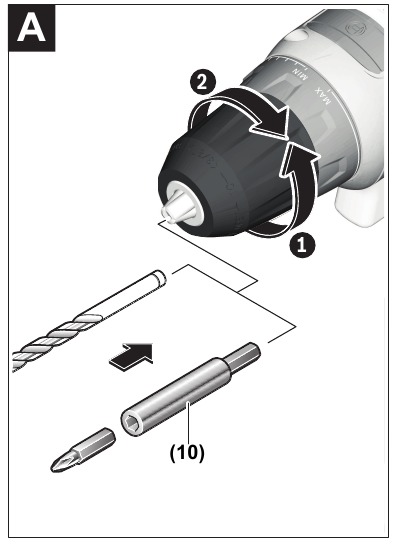 Bosch - UniversalDrill 18 - Cambio de la herramienta Cambio de la herramienta