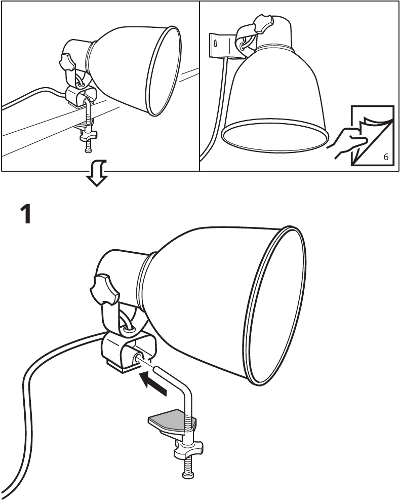 IKEA - HEKTAR - Montaje en la mesa - Paso 1 Montaje en la mesa - Paso 1