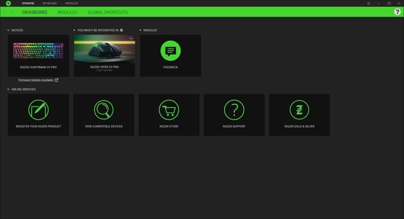 Razer - HUNTSMAN V3 PRO - Panel de control Panel de control