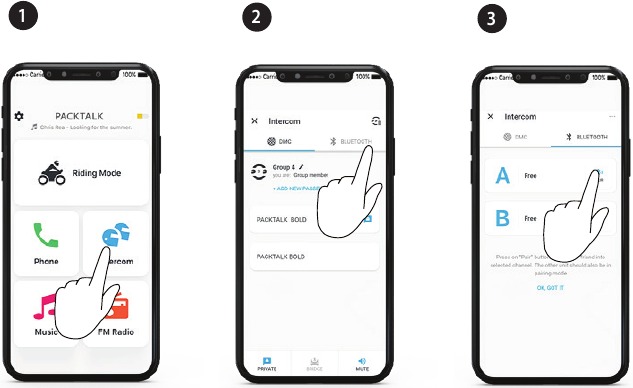 Cardo - PACKTALK EDGE - Funciones avanzadas - Emparejamiento de intercomunicador Bluetooth Funciones avanzadas - Emparejamiento de intercomunicador Bluetooth