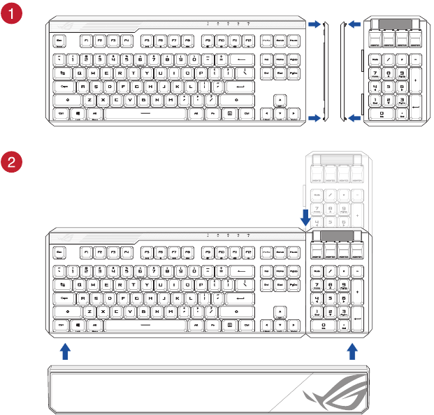 Asus - ROG CLAYMORE II - Configuración de su teclado inalámbrico para juegos Configuración de su teclado inalámbrico para juegos