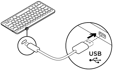 Logitech - K810 - Cargue las baterías - Paso 2 Cargue las baterías: paso 2