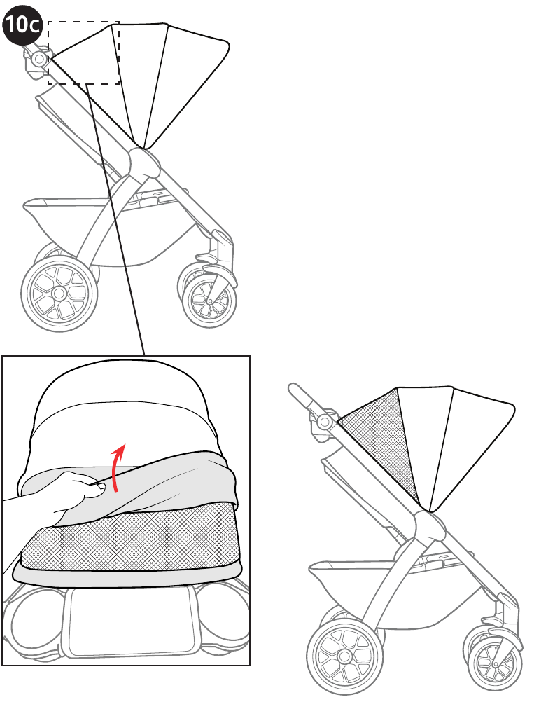 Chicco - BRAVO PRIMO - Cómo usar la capota - Paso 3 Cómo usar la capota - Paso 3