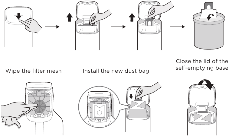 Midea - S8+ - Sustitución de la bolsa de polvo para la base de autovaciado Sustitución de la bolsa de polvo para la base de autovaciado