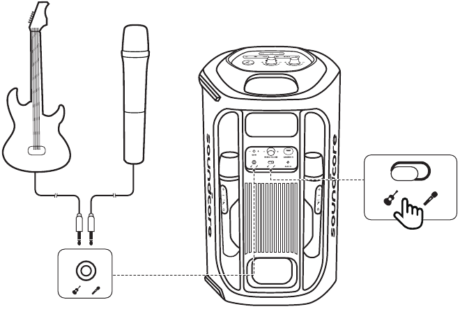 Soundcore - Rave 3S - Conexión de un micrófono o guitarra Conexión de un micrófono o guitarra