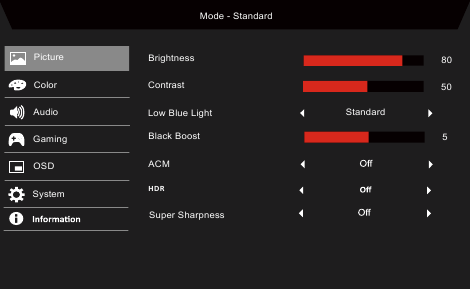 Acer - Nitro ED270U P2bmiipx - Ajuste de la imagen Ajuste de la imagen