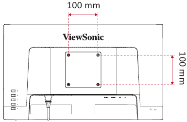 ViewSonic - XG2405 - Configuración inicial: dimensiones del kit de montaje en pared Configuración inicial: dimensiones del kit de montaje en pared