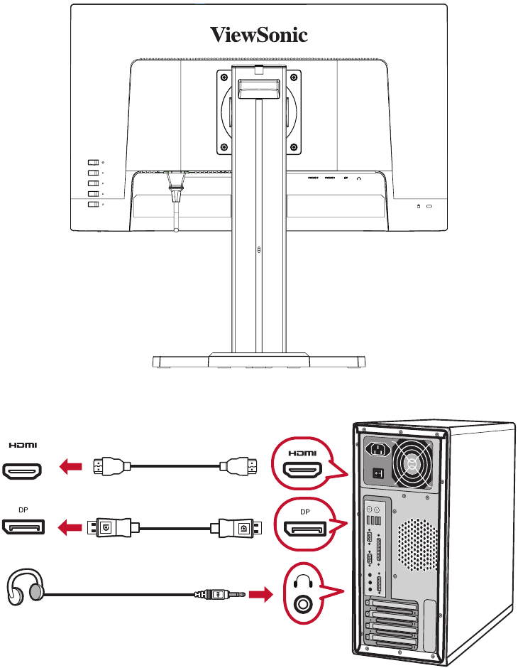 ViewSonic - XG2405 - Realización de conexiones: conexión de dispositivos externos Realización de conexiones: conexión de dispositivos externos