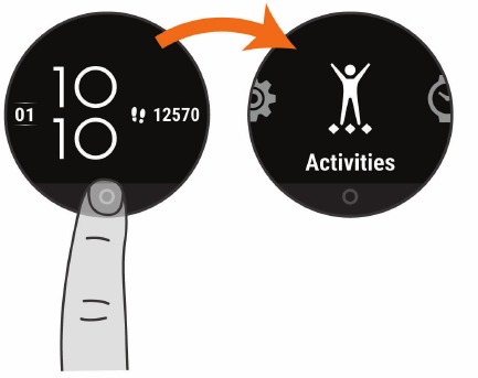 Garmin - LILY - Viewing Widgets and Menus - Step 1 Visualización de menús y widgets: paso 1