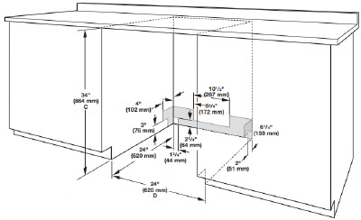 Whirlpool - WDF520PADM9 - Dimensiones de apertura del gabinete Dimensiones de apertura del gabinete