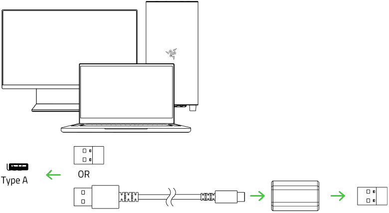 Razer - DEATHADDER V3 HYPERSPEED - Connecting Your Unit Via Wireless mode - Step 1 Conexión de la unidad a través del modo inalámbrico - Paso 1