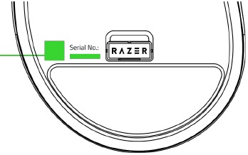 Razer - DEATHADDER V3 HYPERSPEED - Product serial number location Ubicación del número de serie del producto