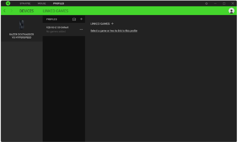 Razer - DEATHADDER V3 HYPERSPEED - PESTAÑA PERFILES - Dispositivos PESTAÑA PERFILES - Dispositivos