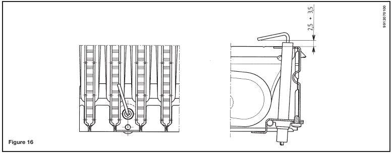 Baxi - Luna3 - POSICIONAMIENTO DEL ELECTRODO DE ENCENDIDO Y DETECCIÓN DE LLAMA POSICIONAMIENTO DEL ELECTRODO DE ENCENDIDO Y DETECCIÓN DE LLAMA