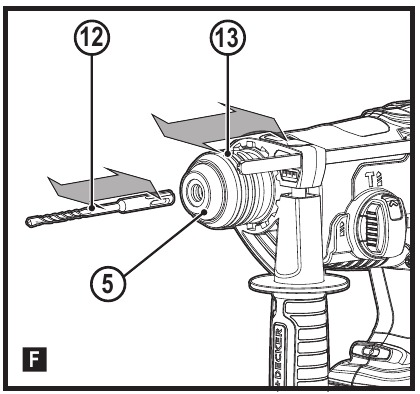 Black & Decker - BCD900 - Colocación de un accesorio - Paso 1 Colocación de un accesorio - Paso 1
