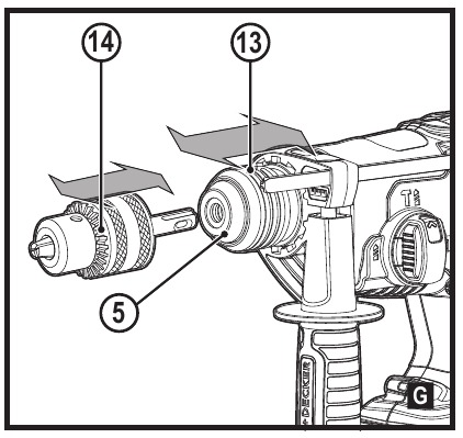 Black & Decker - BCD900 - Colocación de un accesorio - Paso 2 Colocación de un accesorio - Paso 2