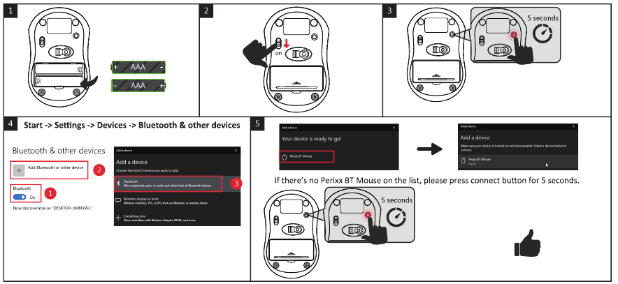 perixx - PERIMICE-802 - Windows Bluetooth Option 1 Windows Bluetooth Option 1