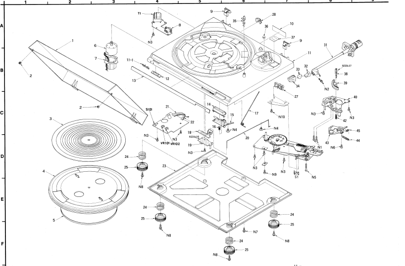Technics - SL-BD20 - DESPIECE - Parte 1 - Piezas del gabinete y el chasis DESPIECE - Parte 1 - Piezas del gabinete y el chasis
