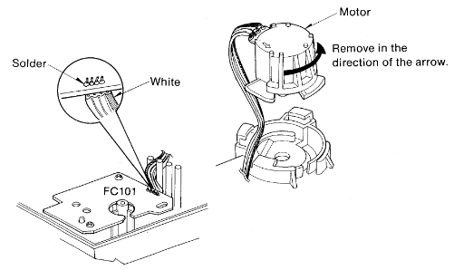 Technics - SL-BD20 - Cómo quitar el motor de accionamiento del plato giratorio Cómo quitar el motor de accionamiento del plato giratorio