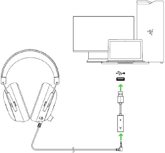 CONEXI&Oacute;N DE LOS AURICULARES A SU PC A TRAV&Eacute;S DEL PUERTO USB Paso 1