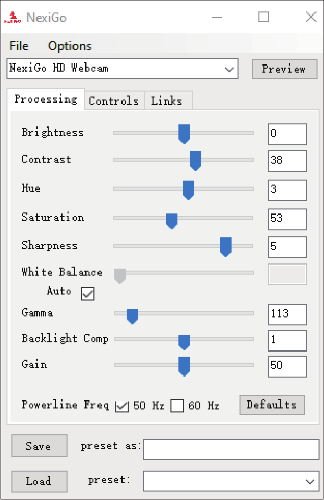 Software de configuraci&oacute;n de la webcam NexiGo