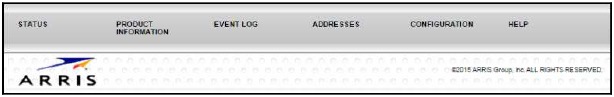 Enlaces del men&uacute; del Administrador Web del SB6183 (Figura 6)